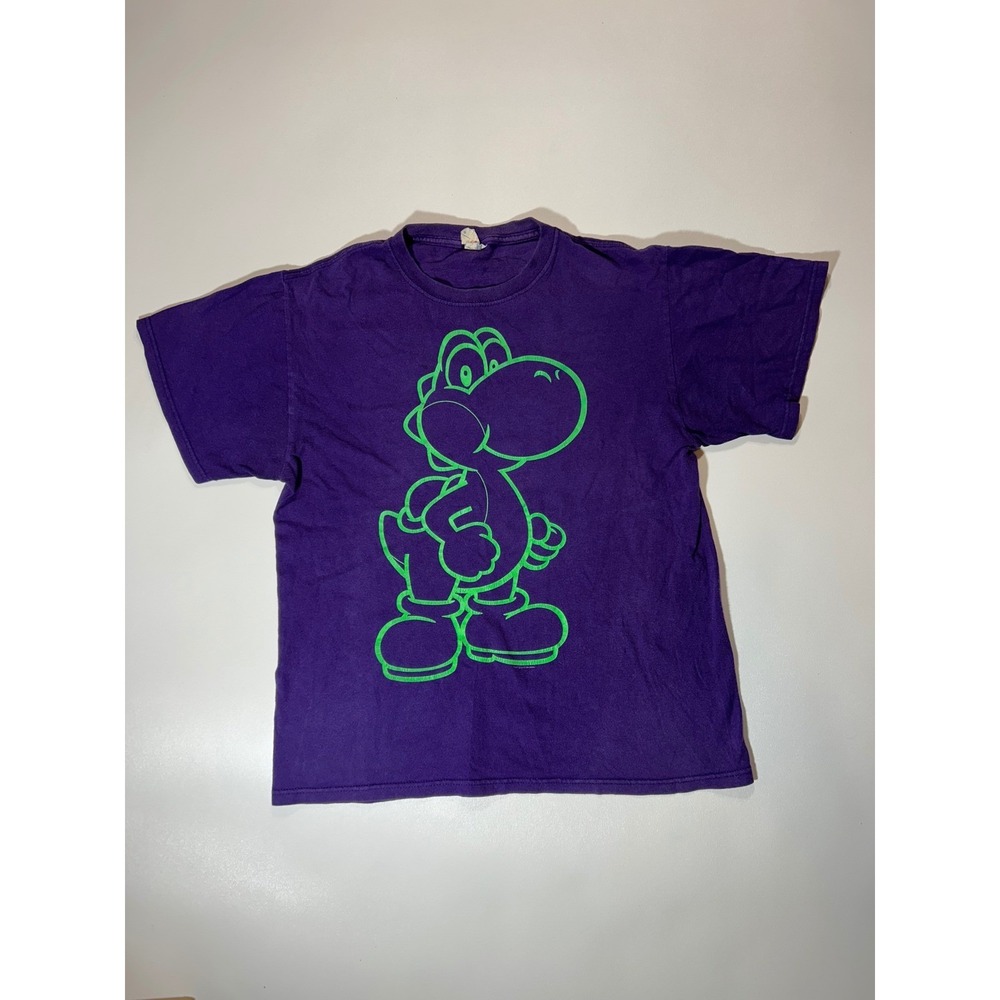 Jerzees Yoshi T-Shirt Mens Medium Purple Good Vintage 90s Nintendo Graphic Tee